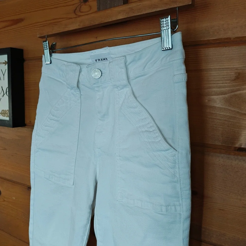 FRAME Denim Le Mini Boot Jeans Stretch Ankle Cropped in Blanc Size‎ 25(26) x 24" - Picture 2 of 9